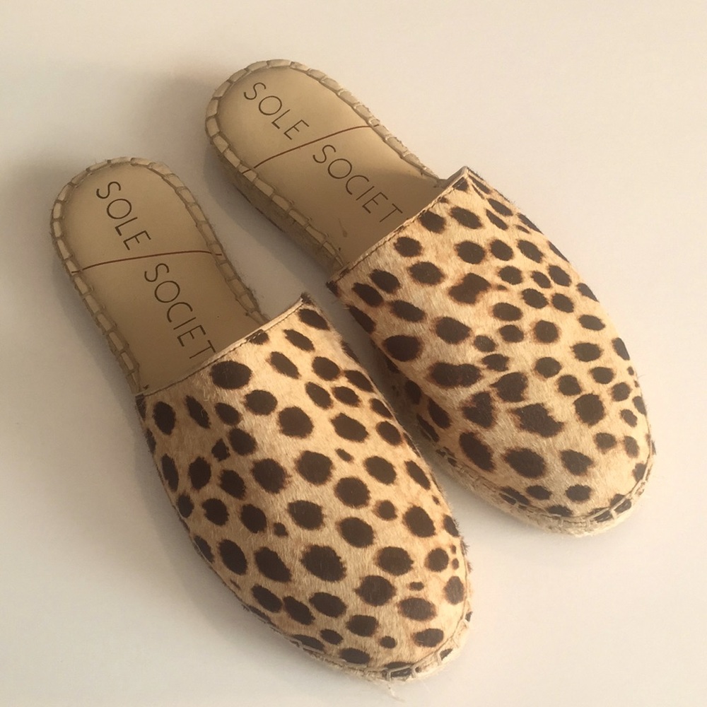 SOLE SOCIETY Leopard print Espadrille Mule